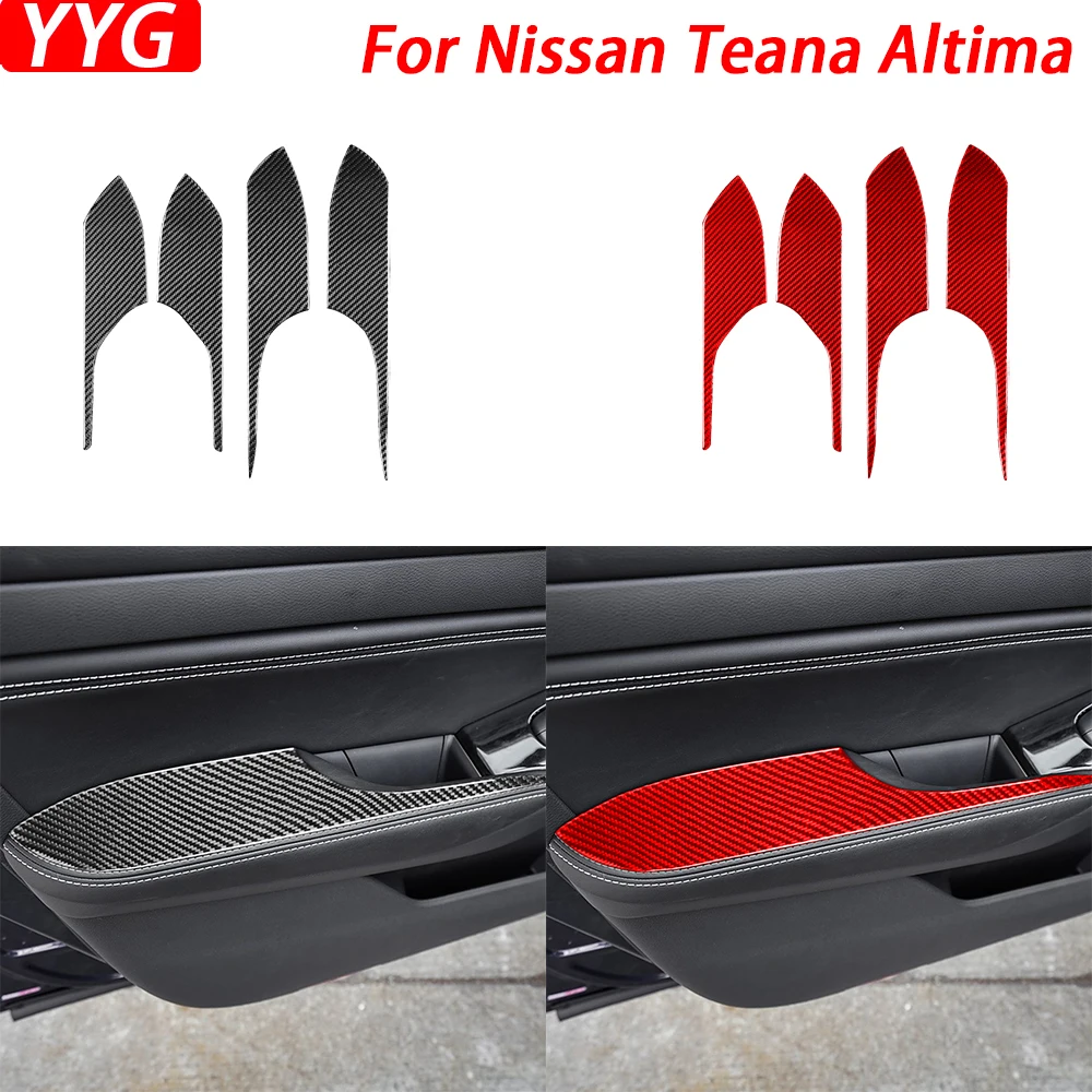 

For Nissan Teana Altima 2019-2024 Carbon Fiber Inner Door Armrest Panel Trim Cover Car Interior Decoration Accessories Sticker