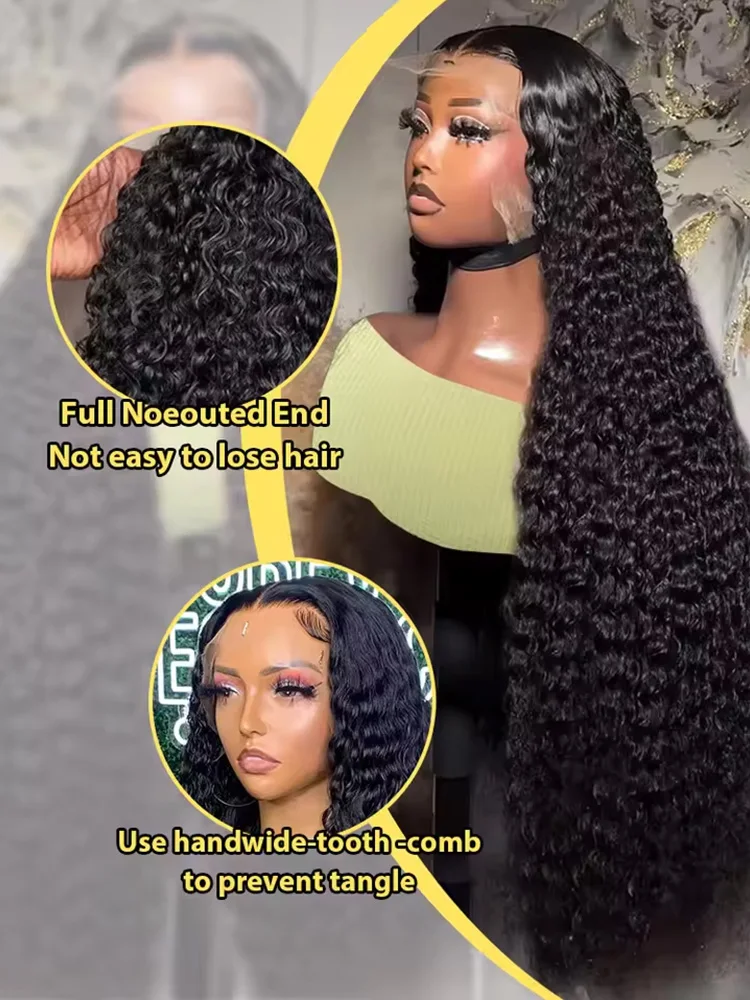 250 Density Transparent HD Human Hair Wig 30 32 40 Inch Deep Wave 13x4 Curly Lace Front 13x6 Water Wave Lace Frontal Wigs image 3