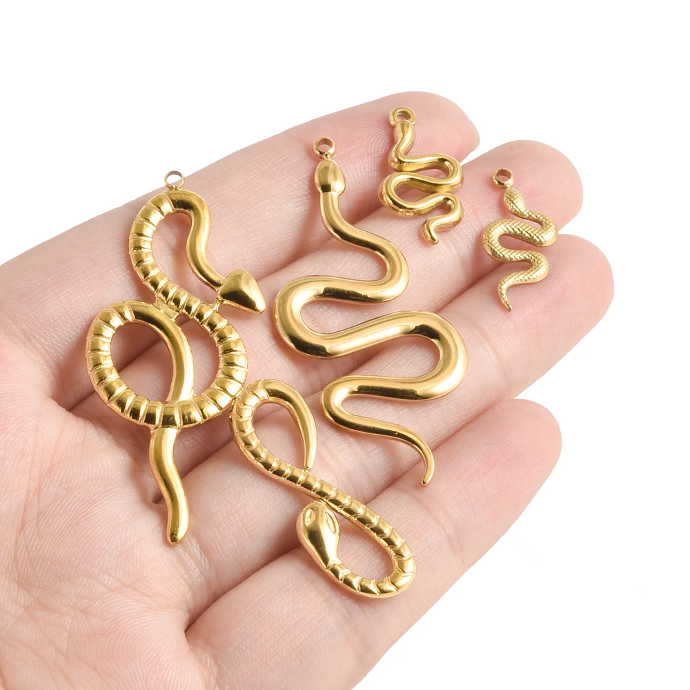 5 teile/los Klassische Mode Schlange Charme Edelstahl Anhänger Für Schmuck Machen Liefert DIY Halskette Ohrring Schlüsselbund Erkenntnisse