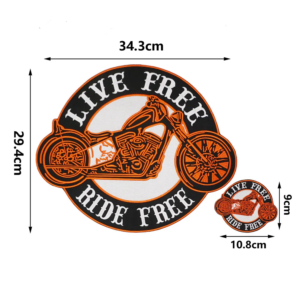 live free ride free Embroidered large Patches Applique Sewing and iron Hip Hop punk biker Band Rock Clothes Essential item