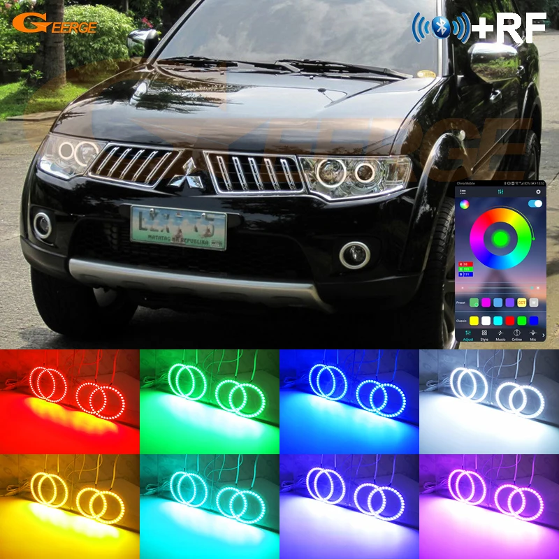 For Mitsubishi Challenger Pajero Sport Nativa Day Light Bluetooth App Multi-Color Ultra Bright RGB LED Angel Eyes Kit Halo Rings