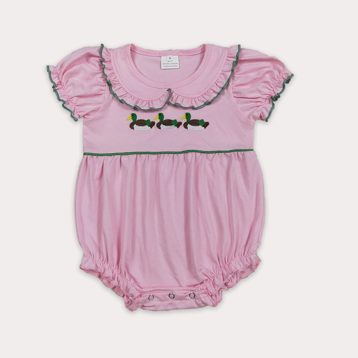 Newborn Baby Girl Smocked Mama's Bestie Turquoises Collar Western Ruffle Rompers Kids Bubbles Kids Children Clothing Wholesale