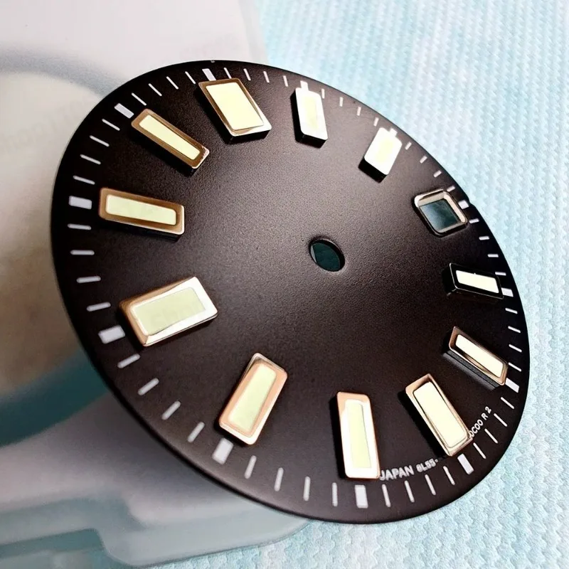 NH35 62MAS Mod Dial 28.5mm C3 Green Luminous Watch Face Compatible with 3.8 & 3 o'clock Crown