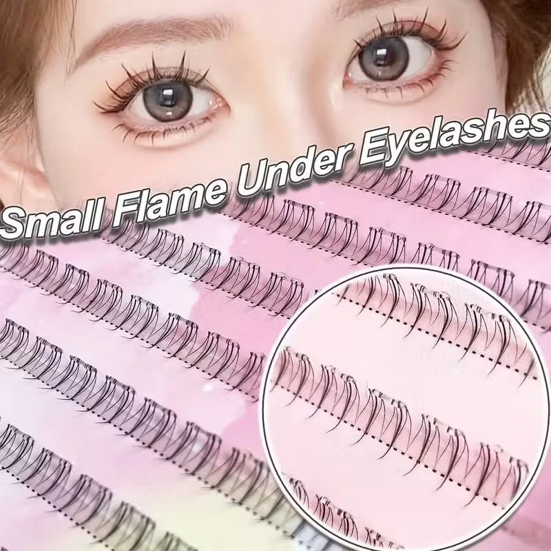 120 Stück selbstklebende kleine Flammen-Wimpern für den unteren Wimpernkranz & 80 Stück kleberfreie Feen-Wimpern für den unteren Wimpernkranz, jeweils 5 mm Länge, für Augen-Make-up – Detail 6