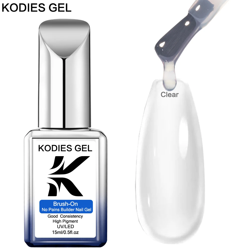 KODIES GEL Clear Builder Nail Gel Polish Brush On Construction Gel Extension Semi permanente UV/LED Crystal Building Gel vernice