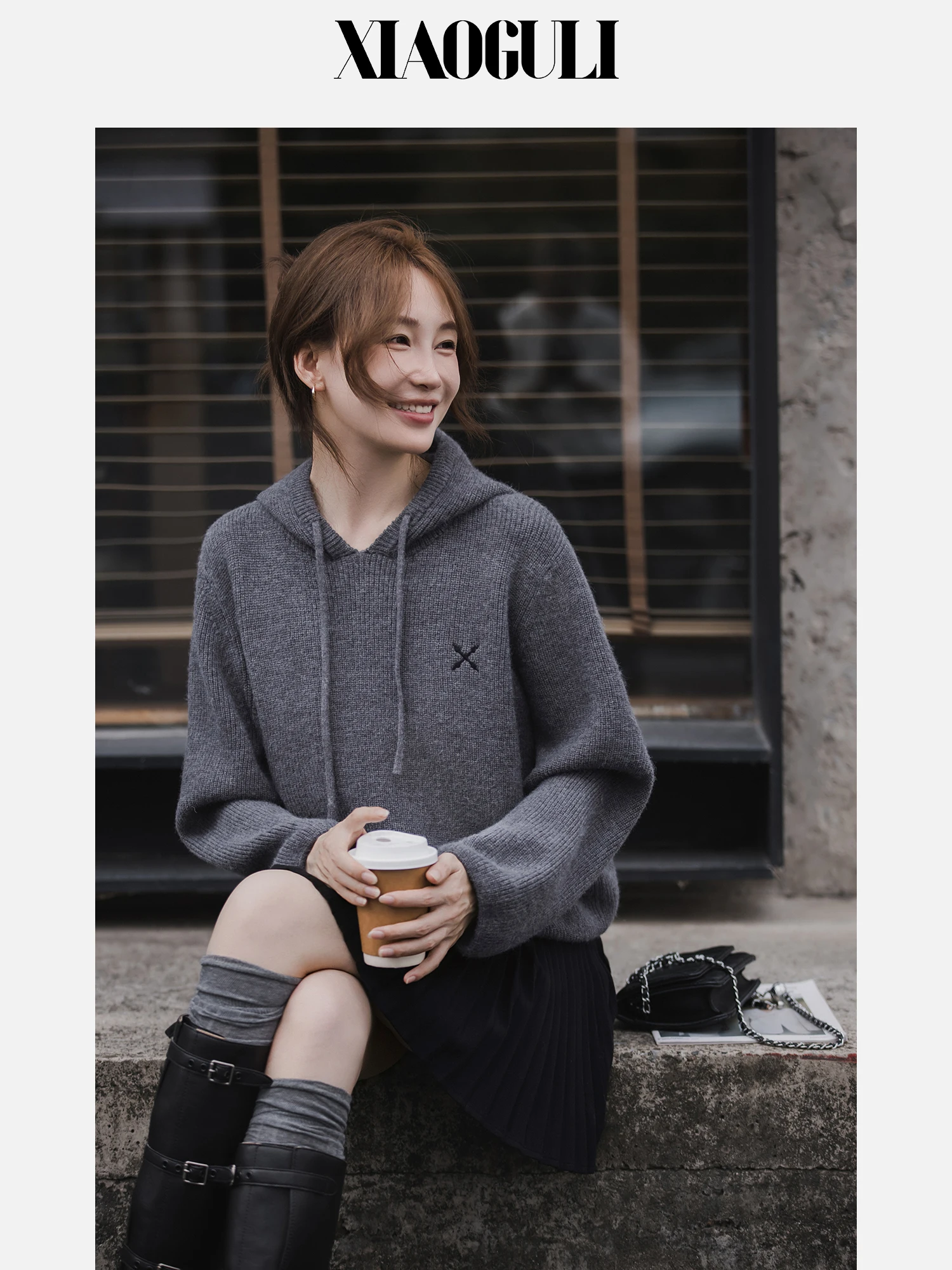 

Casual Hooded Knitted Sweater Women's Small Coal Ball Top Nine Sve Length Commute Sle Thiened ort Straight Cut Nylon