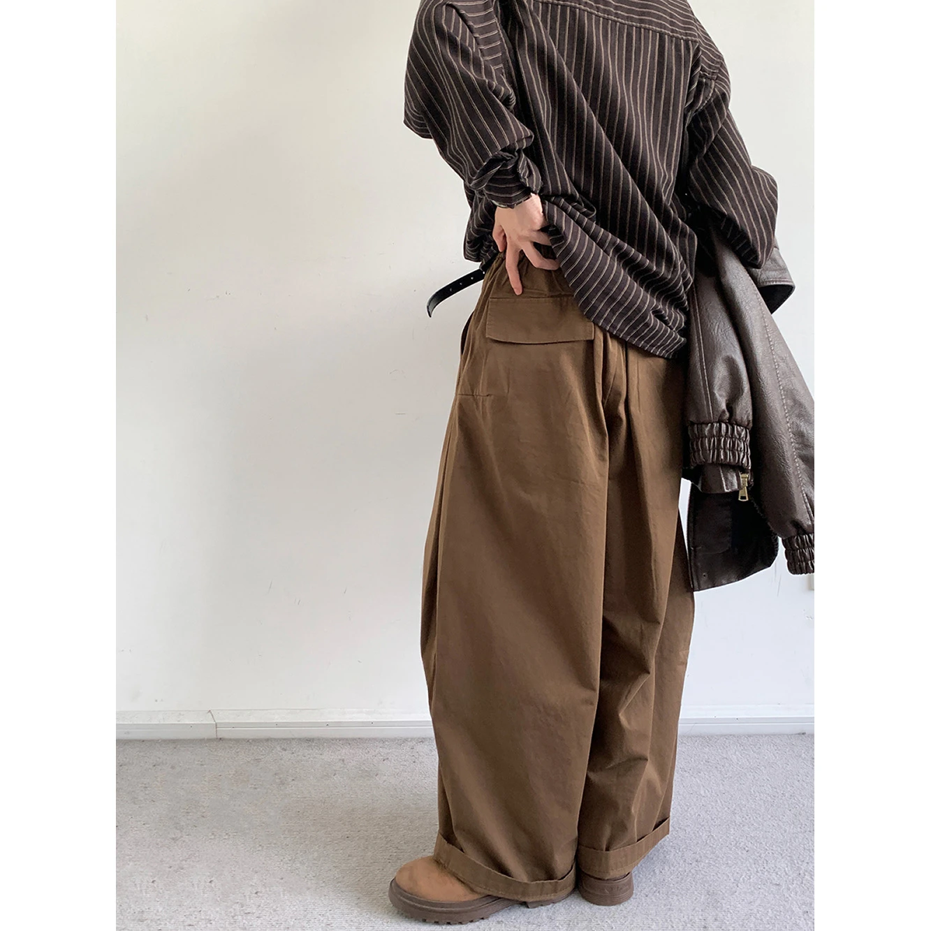 Japanese Streetwear Cargo Pants Men Autumn Drape Trousers Retro High Waist Straight Wide Leg Pants Loose Casual Men's Pants