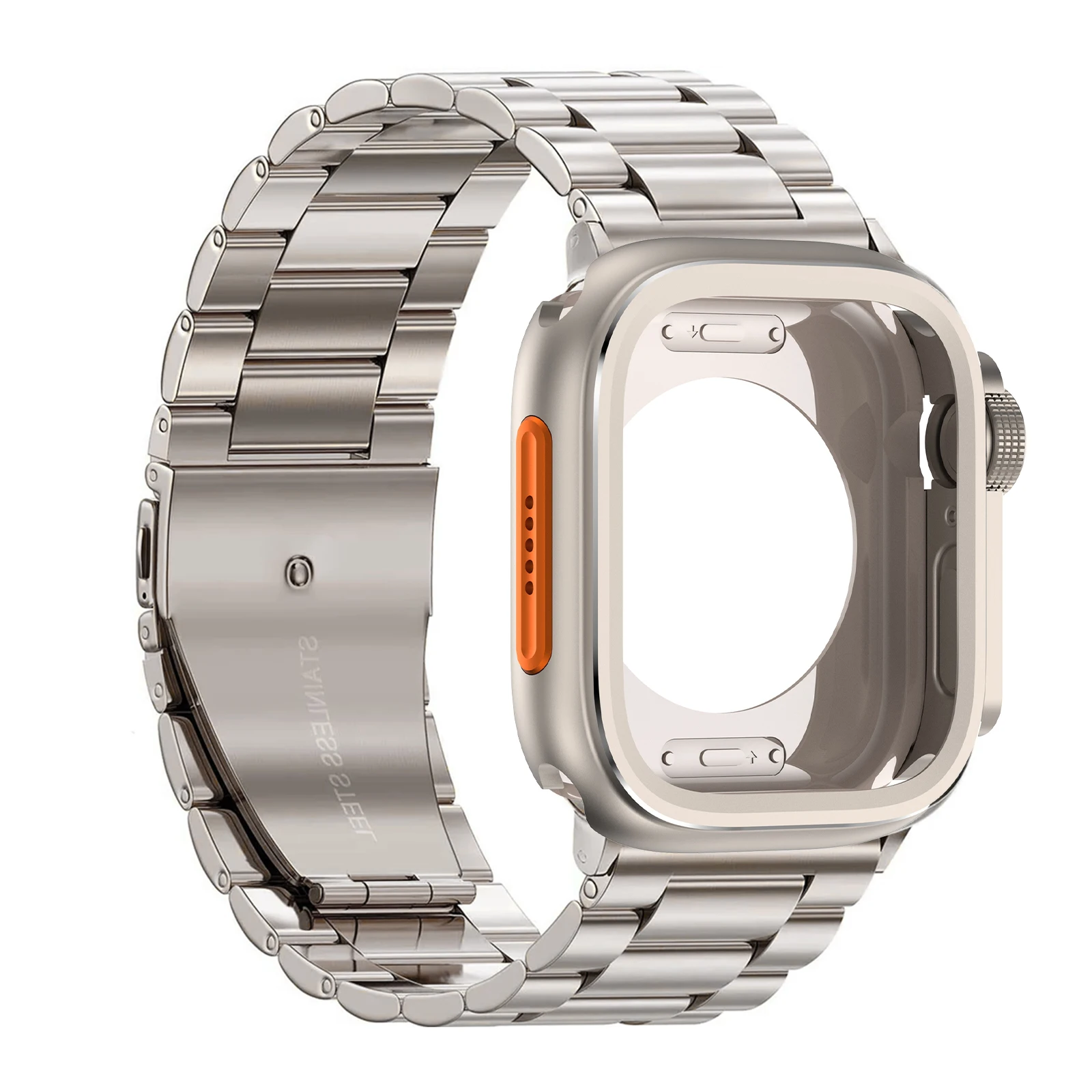 حافظة + حزام لساعة أبل الترا 2 1 49 مللي متر 46 مللي متر 45 مللي متر 44 مللي متر سوار معدني من الفولاذ المقاوم للصدأ لسلسلة IWatch 10 9 8 7 6 SE 5 4 #3