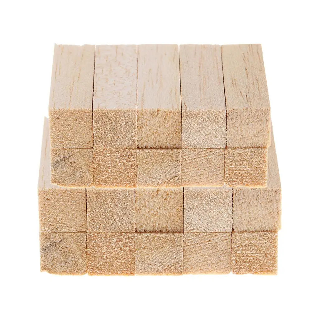 20 Stück quadratischer Balsa-Block, unlackiert, für Holzhandwerk, Dübelstange, 5/8 cm