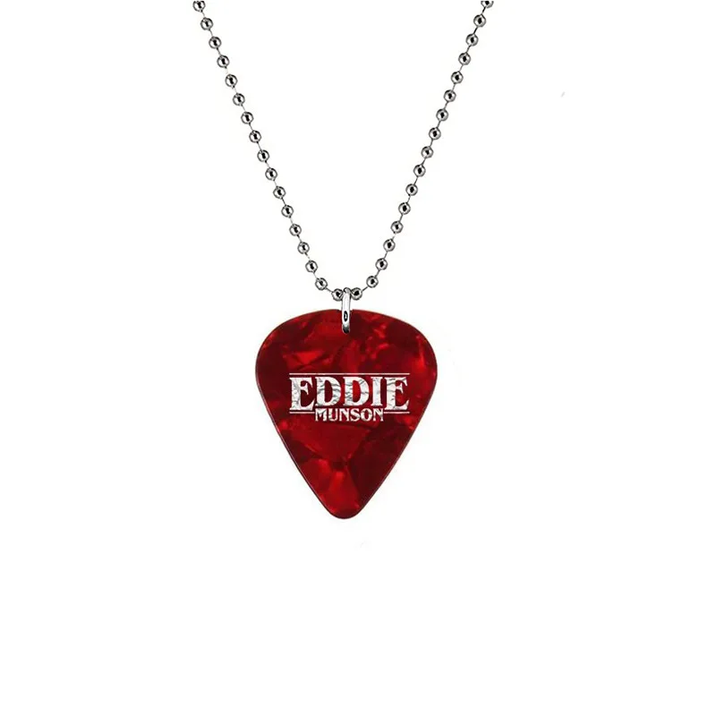 Hellfire Club Eddie Munson Guitar Pick Pendant Necklace Stranger Things Punk Women Men Red Necklaces Jewelry Acessories Gifts