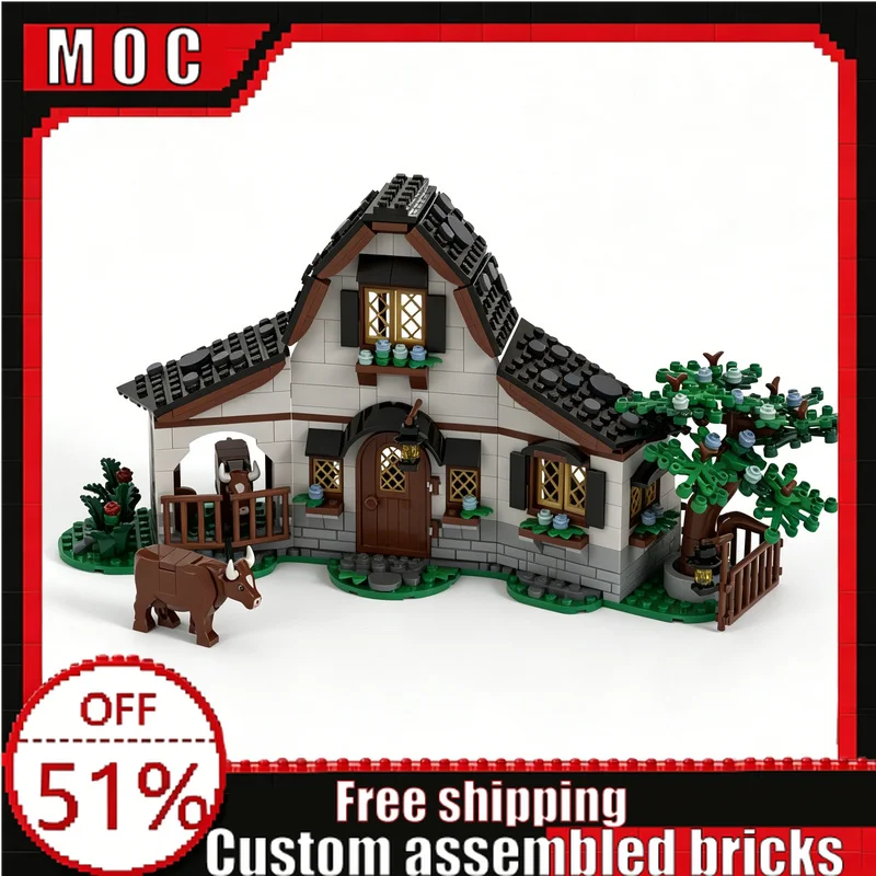 

585 Parts New Medieval House 1 Stable Scene Model Building Blocks Custom DIY Educational Assembly Toys Creative Birthday Gifts