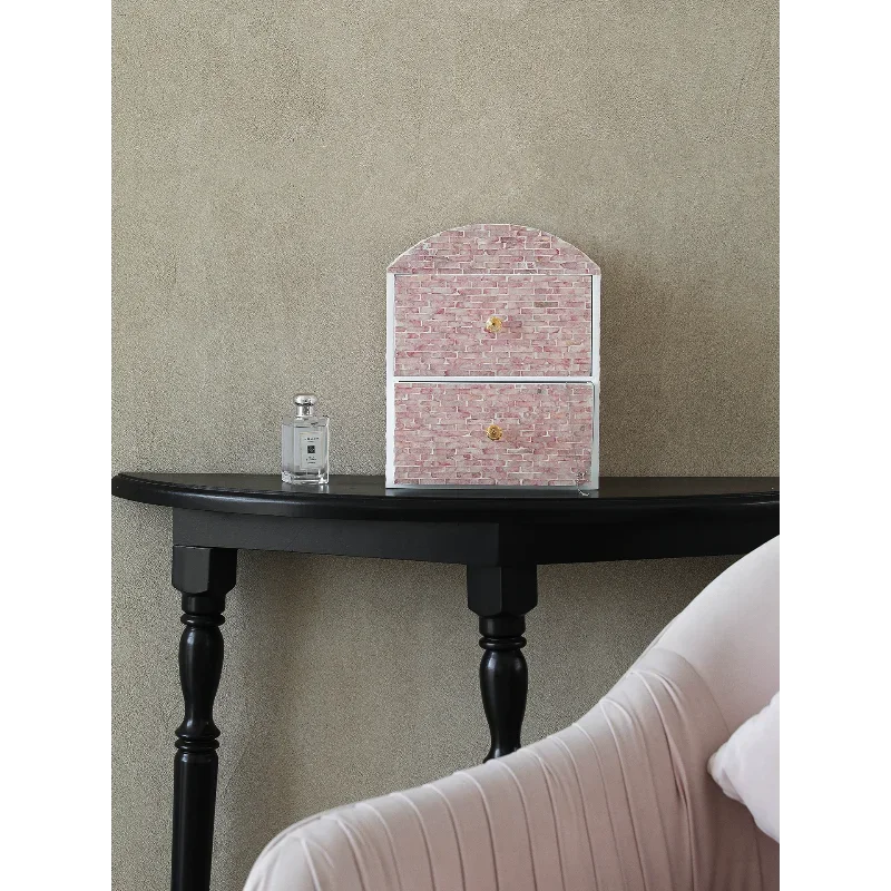 French Pink Shell Storage Rack Makeup Jewelry Storage Box Dresser Desktop Drawer Lattice Shelf