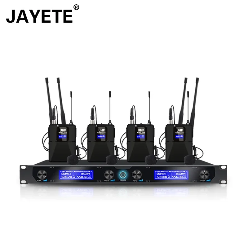 JAYETE Stage Church Professional JY-U4004 PLL UHF ไมโครโฟนไร้สาย 4 ช่องไมโครโฟนแบบใช้มือถือ