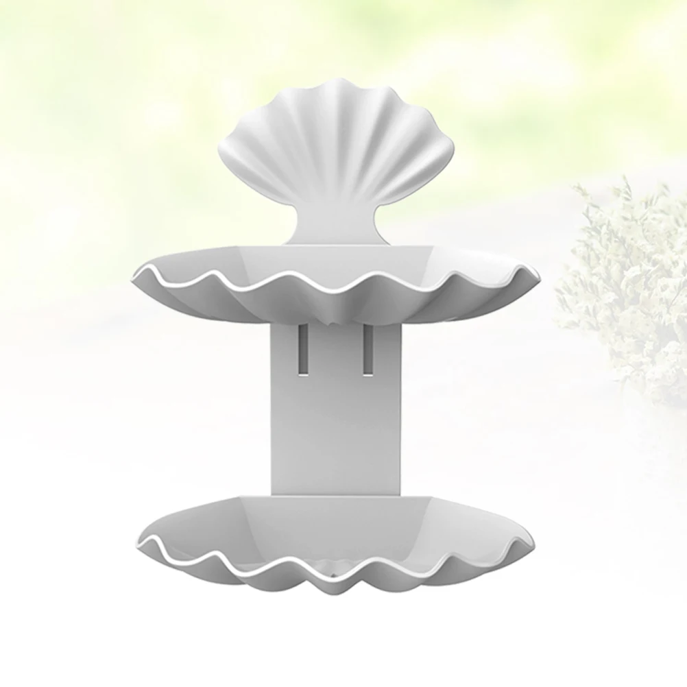 

Double Layer Soap Box Dish for Draining Holder No Punching Shell Mounted White