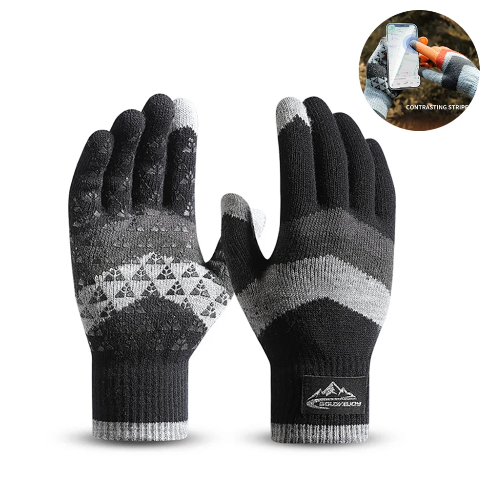 

Warm Knitted Mittens Winter Slouchy Thermal Fleece Lined Soft Stretchy Anti-Slip Touch Screen Gloves Men Women Outdoor Sports