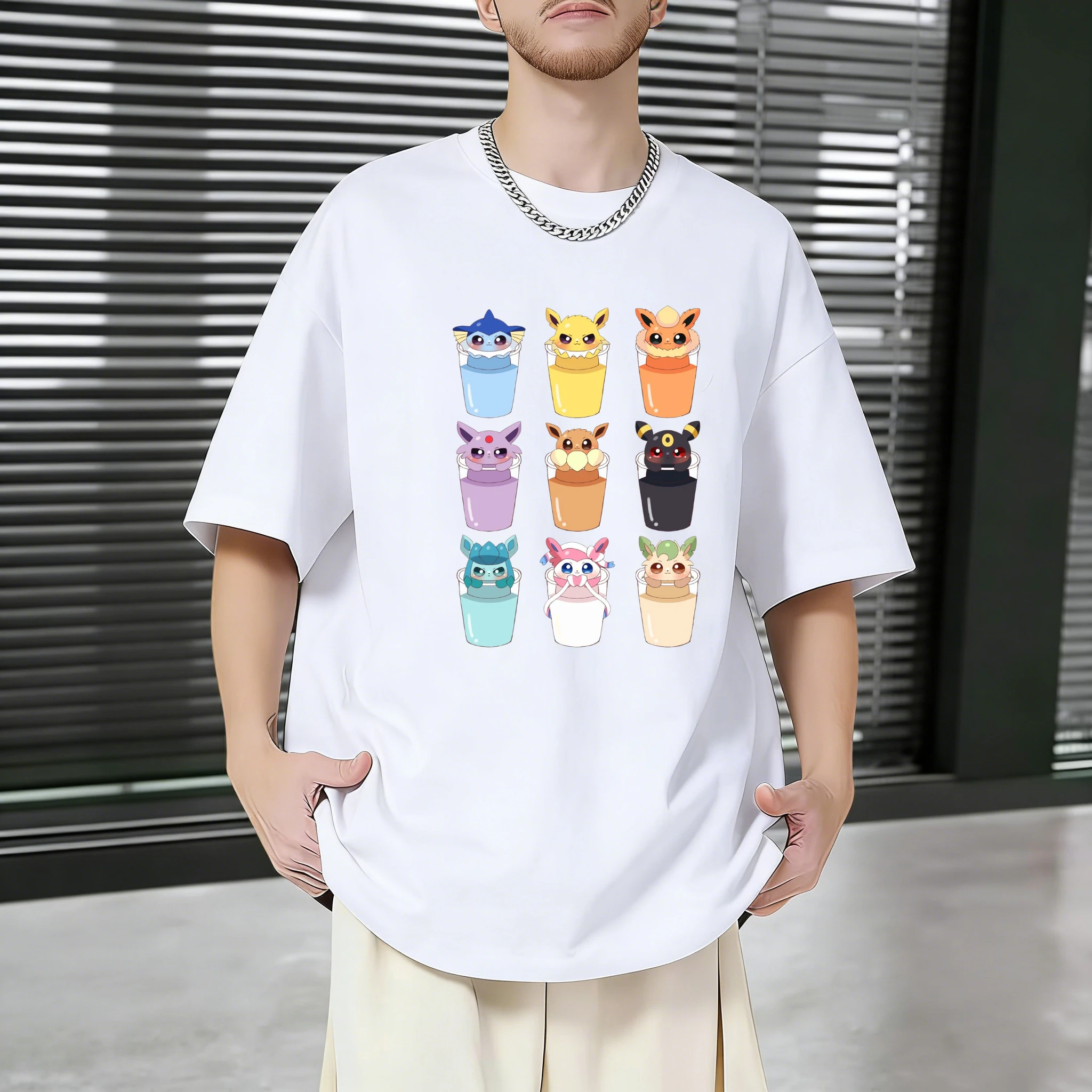 

Men's T Shirt Men's Sport T Shirt Men's Short Sleeve T Shirt Popular Anime Eevee Evolutions IP Artistic Design Comfortable Fit