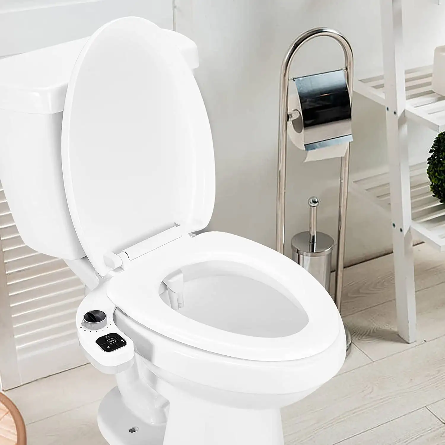 SAMODRA Hot and Cold Bidet Attachment for Toilet, Ultra-Slim Bidet Sprayer Warm Water, Non-Electric Adjustable Pressure Self