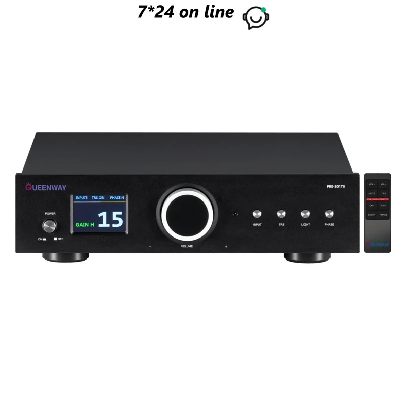 Queenway PRE-501TU 12AU7/ECC82 * 4 Grande potência dinâmica mais forte Condução de fora Pré-amplificador de tubo PK Todos os outros pré-amplificadores