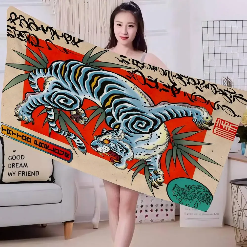 Bohemian Tibetan Tiger FloralS Bath Towel Microfiber Soft Water Absorbing Breathable For Girl Kids Decorative Beach Towel