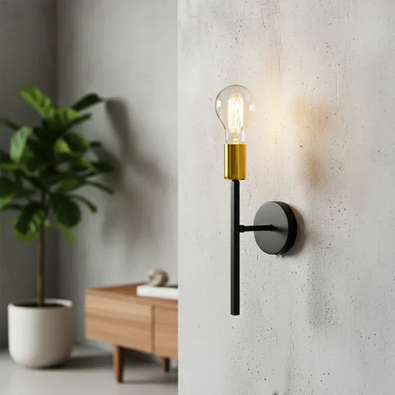 Nordic Industrial Black Iron Wall Lamp E27 Bedside Bathroom Bedroom Sconce Indoor Decorative Lighting Wall Light