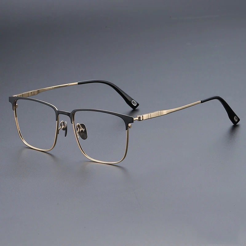 Oversized Reading Glasses Men Titanium Business Vintage Eyeglasses Frame with Prescription Anti Blue Light Myopia Glasses Black