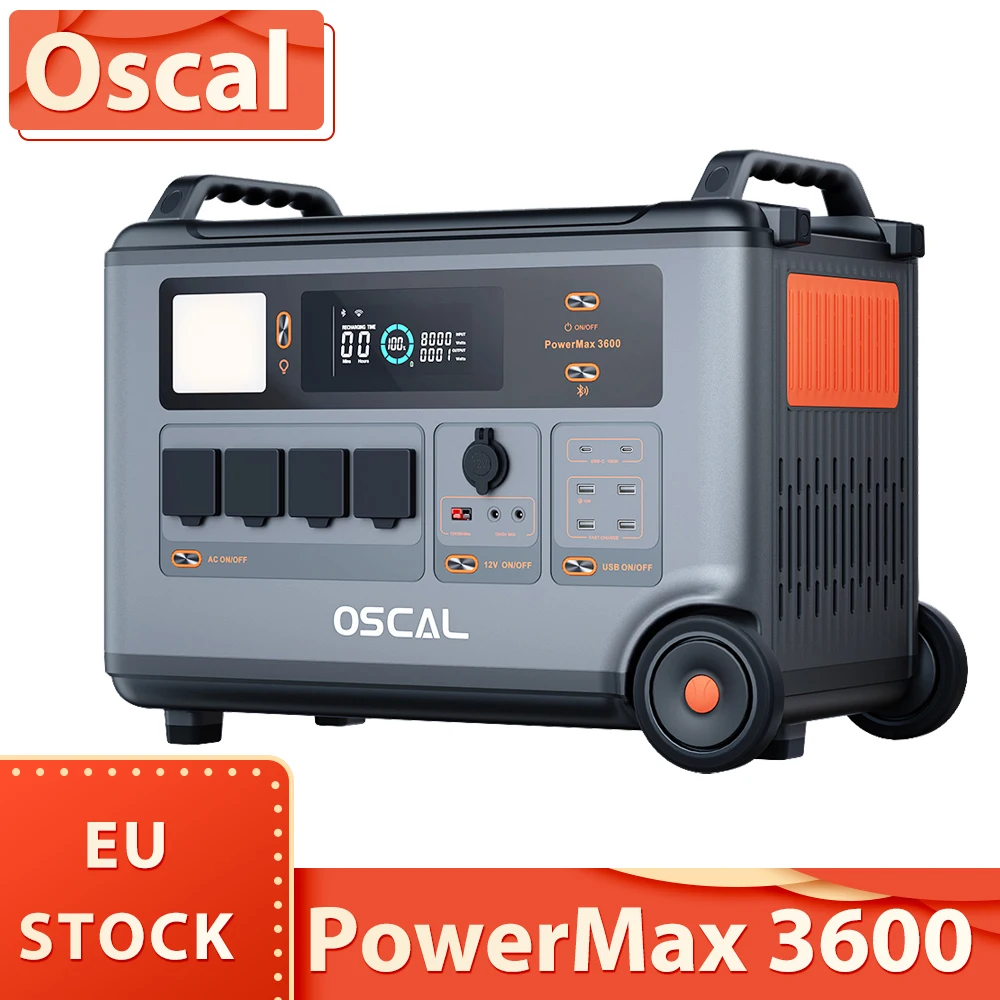 Oscal PowerMax 3600 Rugged Power Station, 3600Wh to 57600Wh LiFePO4 Battery, 14 Outlets, 5 LED Light Modes, Morse Code Signal