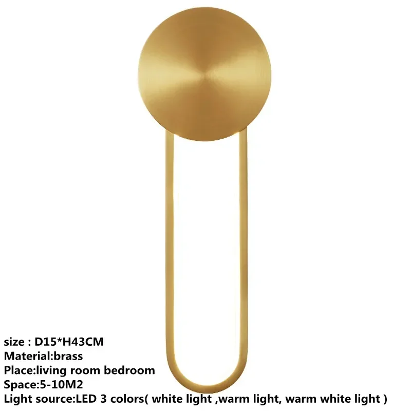 ELARA モダンインテリア真鍮壁ランプ LED 3 色屋内ゴールド銅燭台照明豪華なライブルームの装飾