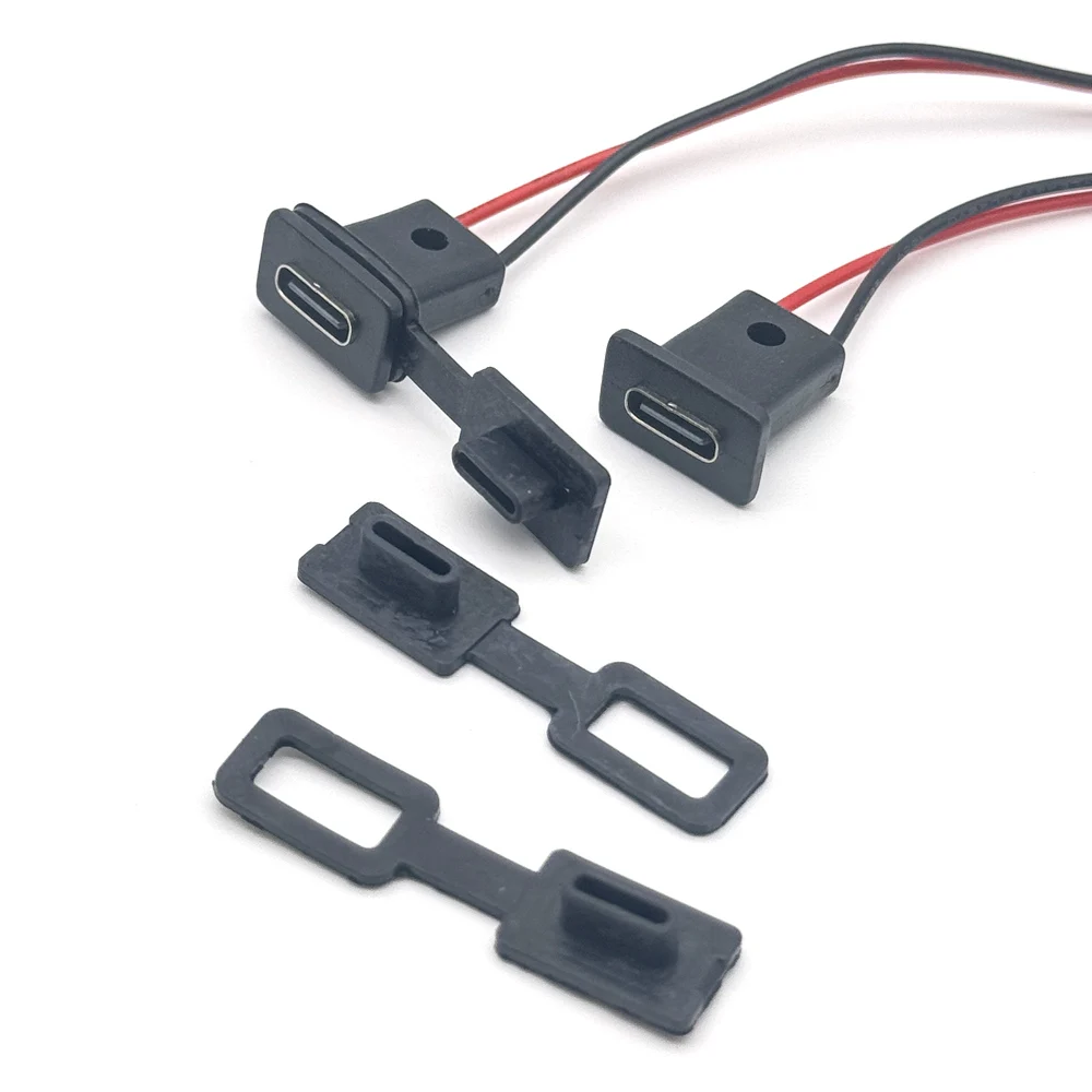 3A 20V USB-C High Current Charging Socket With Snap Lock Plate USB C TYPE-C Female Type C Waterproof Female Connector Jack 4