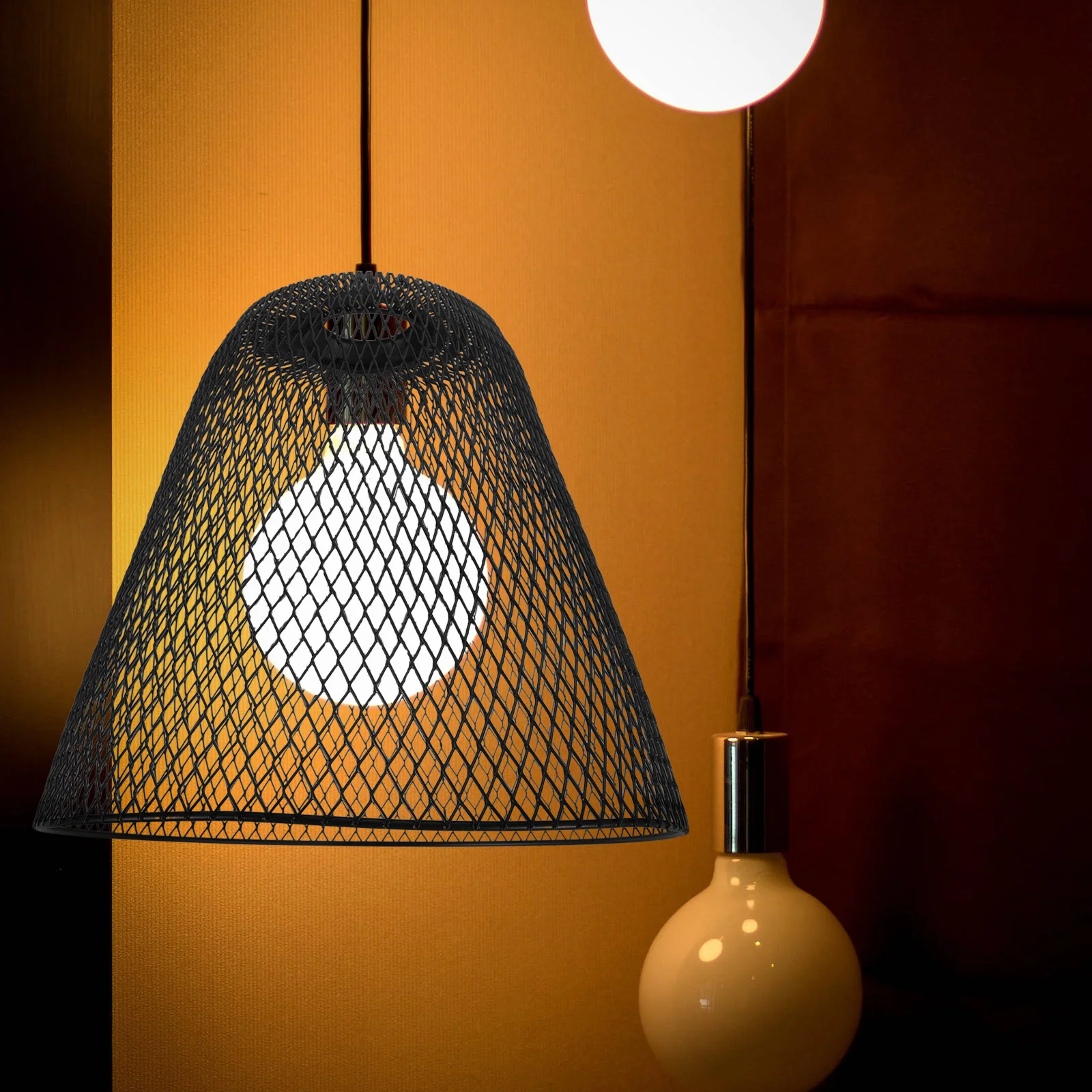 

Lamp Shade Black Metal Hollow Out Decorative Pendant Ceiling Hanging Light Cover For Home Hotel Office Replacement Lighting