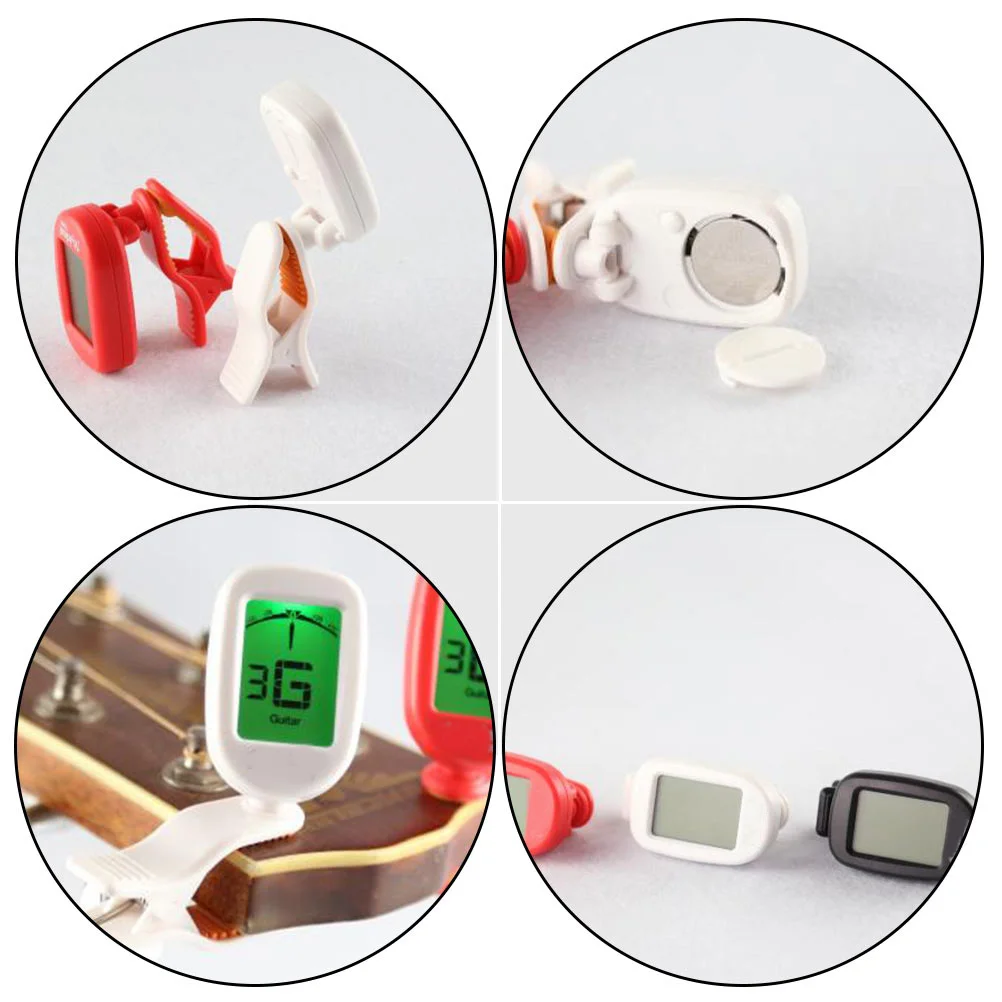 

1pc Folk Guitar Tuner Portable Lcd Display Multiple Tuning Modes Non-Slip Clamp Durable Instrument Tuning Tool For Violin