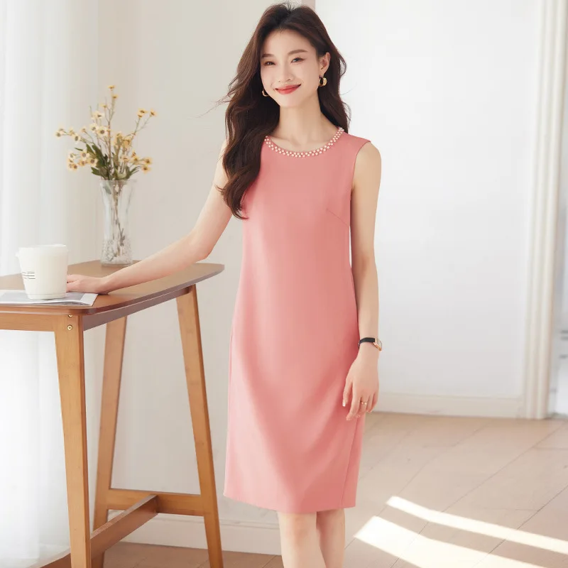 Spring Summer Elegant Styles Women Sleeveless Dresses Professional Business Work Wear Dress Office Ladies Vestidos Tops S-5XL