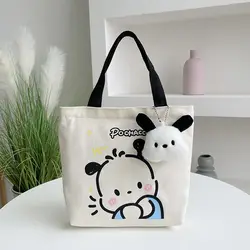 Kawaii Sanrio Pochacco Handbag Convenient Lunch Box Bag Canvas Small Bag Printing Portable Exquisite Anime Figure Festival Gift