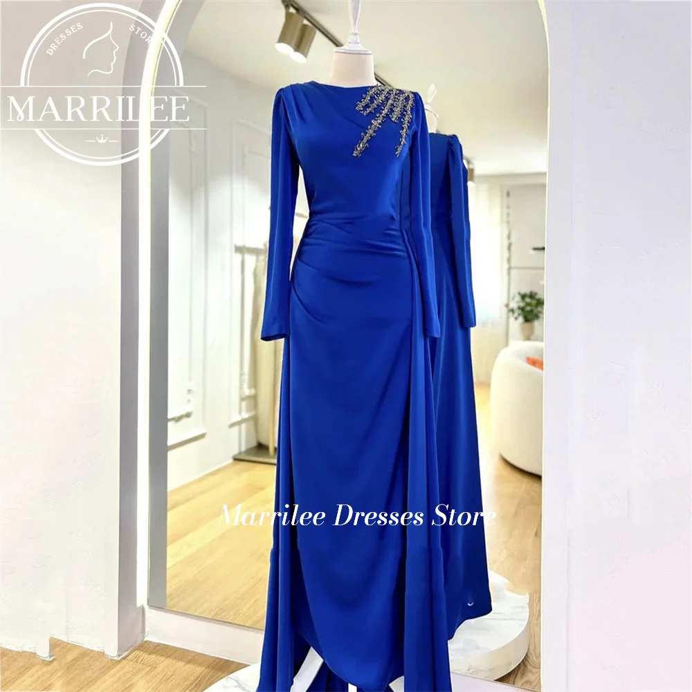 Luxury Evening Dress For Mother Of the Bride Round Neck Long Sleeve Party Gown Crystals Luxurious Evening Dress For Woman 2024