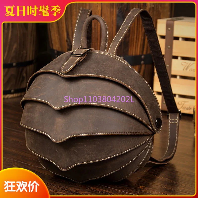 Original Beetle Series Handmade Cowhide Backpack British Leather Backpack Men's Casual Women's Bag