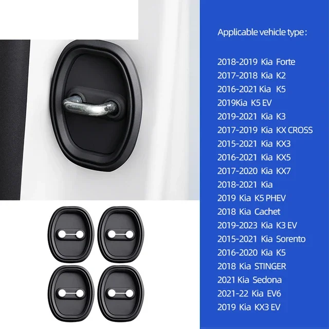 4pcs /set Car Door Mute Damping Cushion Silicone For Kia Sedona K5 PHEV KX5 K3 EV KX3 K2 KX7 EV6 KX Car Door Lock Buckle Cover