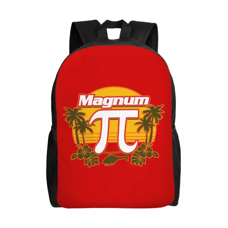 Custom Pi Funny Vintage Sunset Hawaiian Island Design Backpacks Math Teacher College School Travel Bags Women Men Bookbag