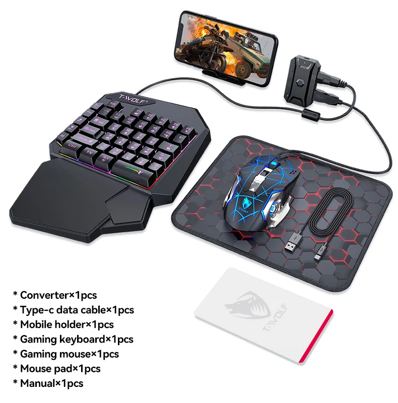 

Hot New style Selling One Hand Keyboard Mini Wired Gaming Keyboard With Led Backlit Suitable For Phone And Compu