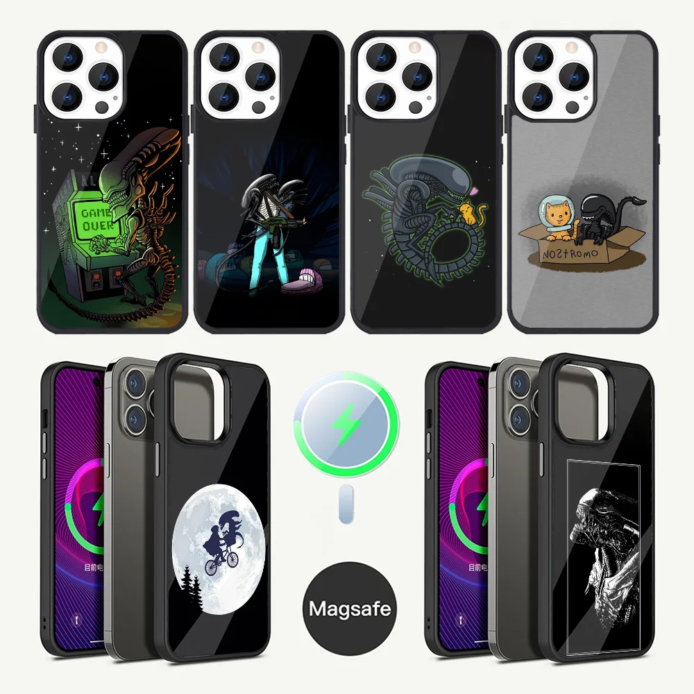 Movie A-Alien X-Xenomorph Phone Case For iPhone 16,15,14,13,12,11,Plus,Pro,Max Mini Magsafe Magnetic Wireless Charging