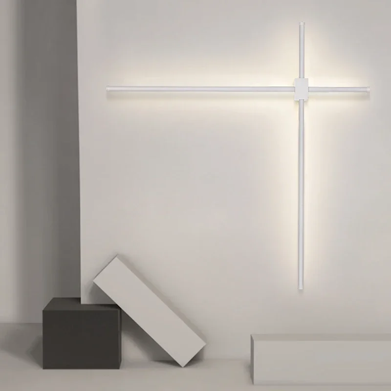 

Modern Black White Cross Line Led Wall Lamp Living Room Bedroom Decoration Led Wall Light Bar Loft Home Sconce Lighting Fixtures