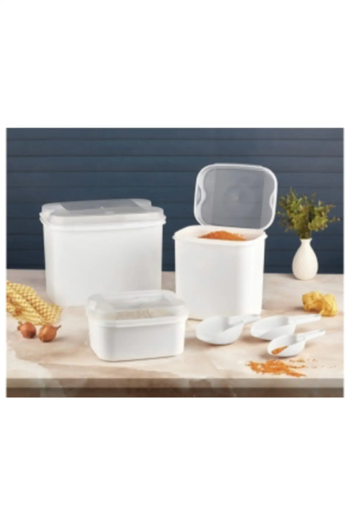 

DOLBOVI Masal flour and pulses container 10 Lt + 4,5 Lt white storage container