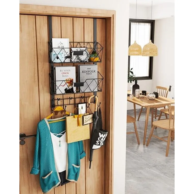 Porta Ganchos com 9 Ganchos e 2 Cestos Malha