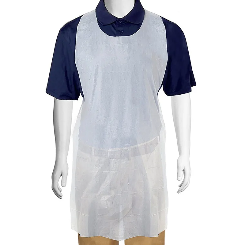 Milky White 100-Pack Disposable Plastic Apron Thickened Disposable Apron Lobster Hot Pot Waterproof And Anti-Fouling