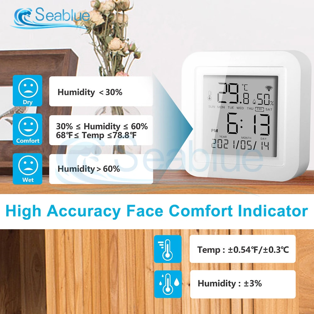 Tuya WIFI Temperature Humidity Sensor for Smart Life Google Home  Thermometer Hygrometer Support Alexa Google Assistant