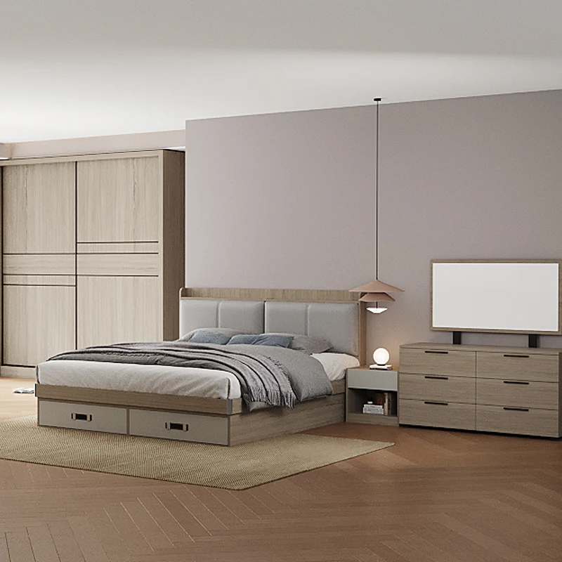 

Wholesale House Home Complete Wooden Furniture King Queen Size Modern Bedroom Set for Sale