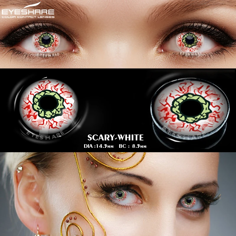 EYESHARE 1pair Color Contact Lenses New Cosplay Colored Contact Lens Eye Blue White Color Lens Yearly Use Beauty Makeup for Eyes