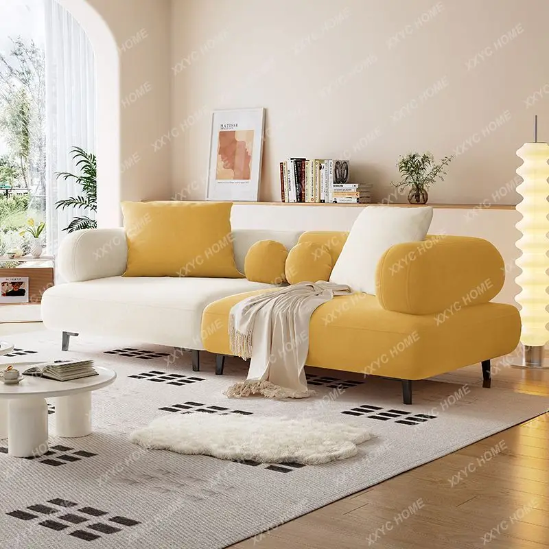 Cream Wind Apartment Sofa Living Room Anti-cat Fleece Modern Simple Small Unit Fabric Straight Row Sofa