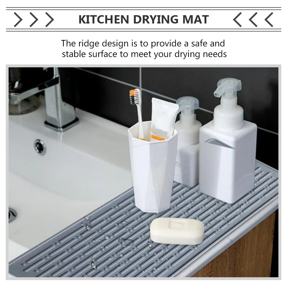 

1pc Silicone Dish Grade Heat Resistant Drain Pad Kitchen Drying Mat Sink Dishwasher Mat Dish Drain Pad Drainer Grey