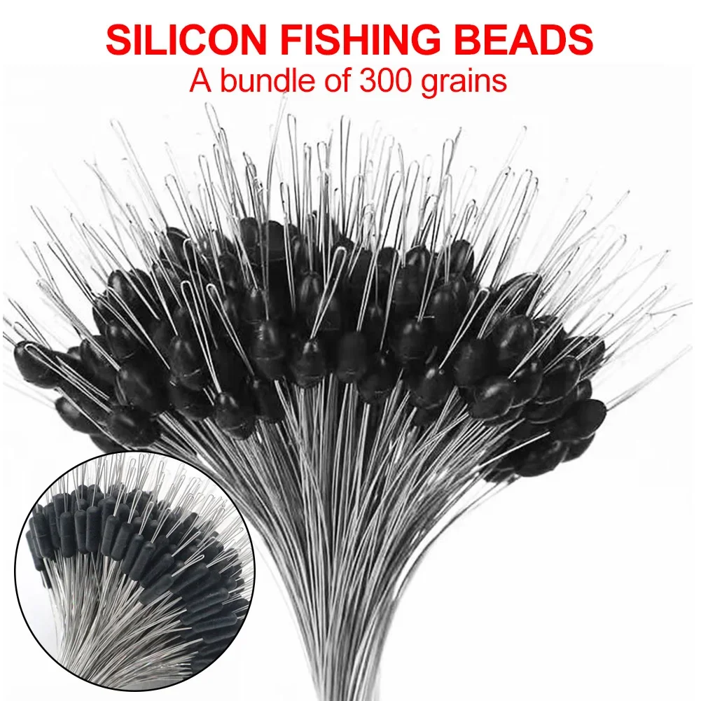 300pcs/Pack Silicon Fishing Line Space Bean Stoppers Cylinder Oval Float Sinker Stops Fishing Gear fishing equipment tools