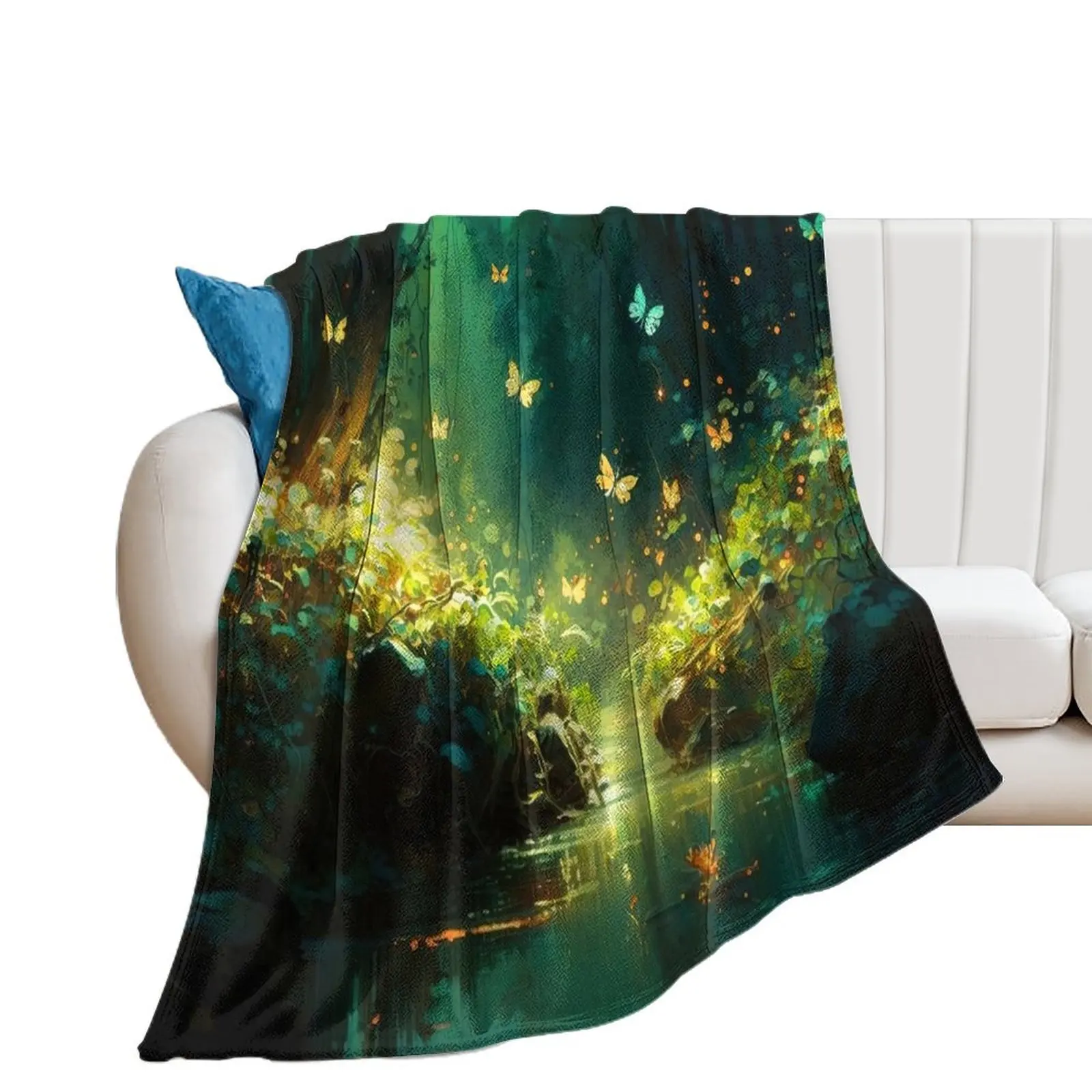 Walking through the fairy forest Throw Blanket Baby Hair Blankets