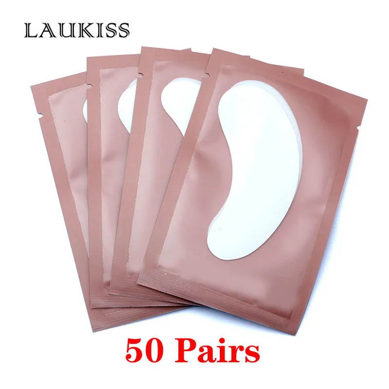 25/50/100 Paar Eye Patches Onder Wimper Pads Voor Building Papier Patches Roze Lint Gratis Stickers voor Valse Wimpers LAUKISS